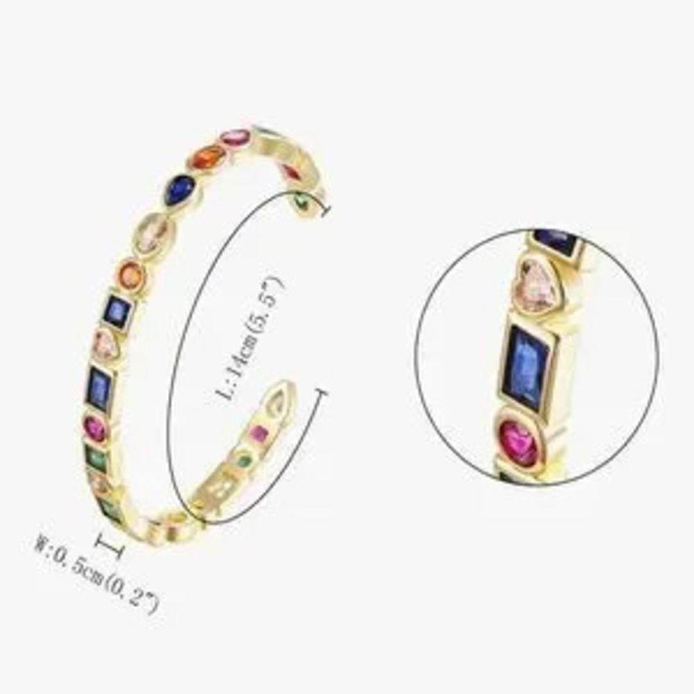 NEW?14k Gold Plated Multicolor Gemstone Gold Bangle - Picture 5 of 5